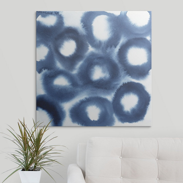 « indigo reverse ii » par grace-dépilé-reproduction d’art, H 35 po x l 35 po x P 1,5 po, Toile tendue