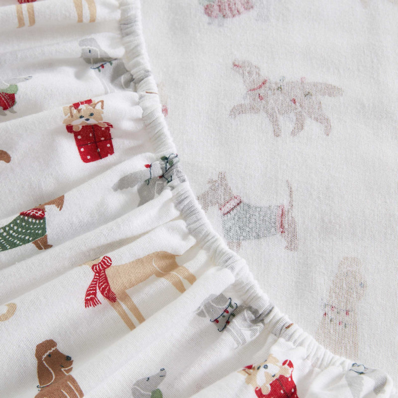 Martha Stewart Printed Cotton Flannel Sheet Set, Twin  Sheet Set with 1 Pillowcases, Green Ski Village