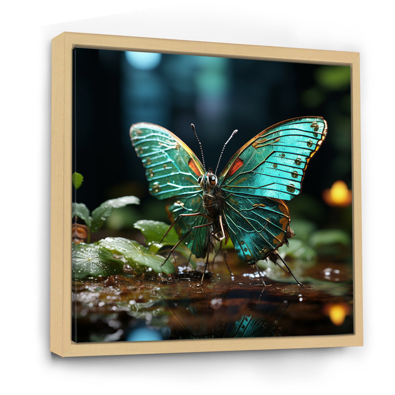 Butterfly Natures Palette - Art mural papillon, H 36 po x l 36 po x P 1,5 po, Cadre naturel flottant
