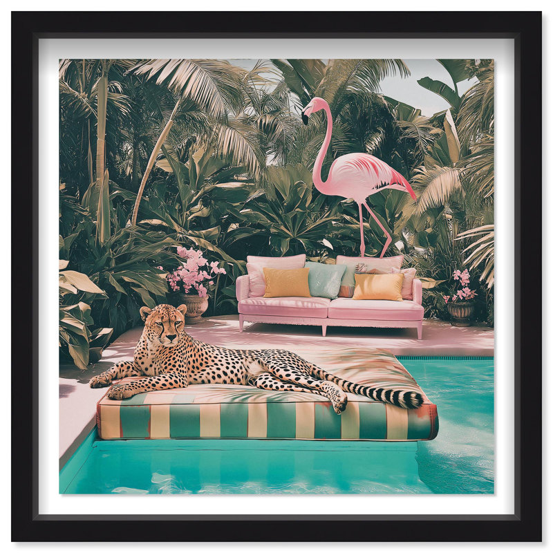 Oliver Gal Cheetah's Daydream Coastal - Luxury Shadowbox Framed Wall Art, Black, 32" H x 32" W