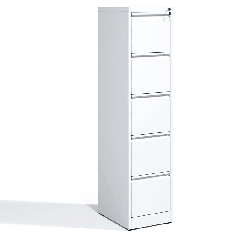 Classeur vertical en métal avec serrure, 5 tiroirs pour le bureau / la maison, construction en acier, inclinable, pleine extension pratique et efficace