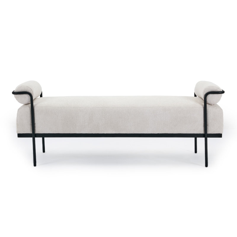  Banc de bout rehaussé avec pieds noirs Rexdale, Beige