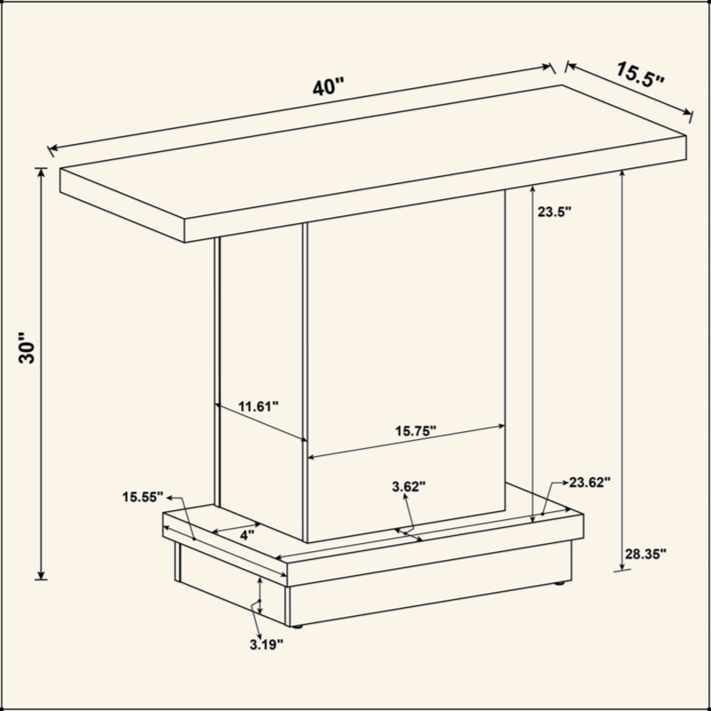 Engineered Wood Pedestal Console Table