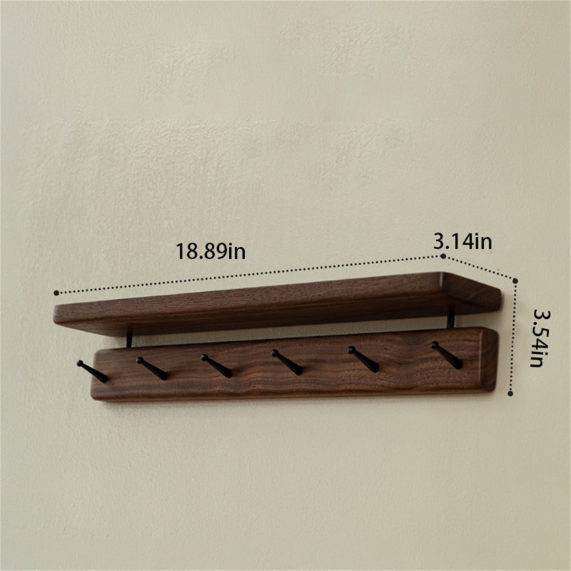Walnut Elegance Wall-Mounted Coat Rack, Brown/Black