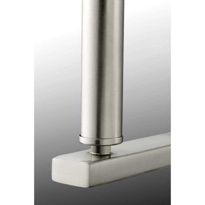 Lustre cylindrique léger à six lumières avec abat-jours cylindrique Elex, Nickel brossé