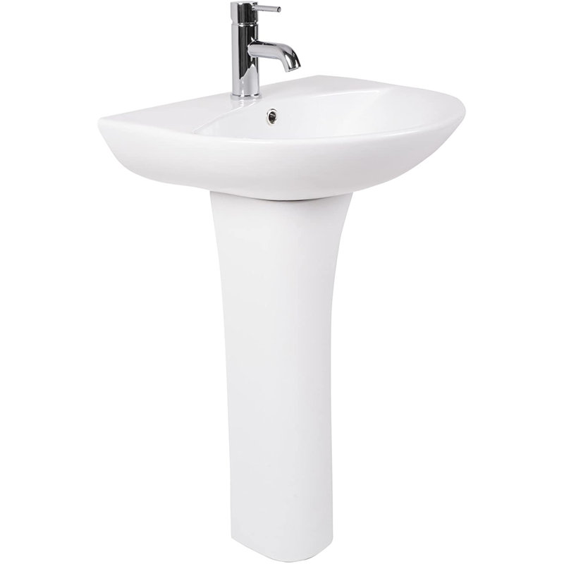 17 Stories Marcott 550mm L x 470mm W White Ceramic U-Shaped Sink with Overflow