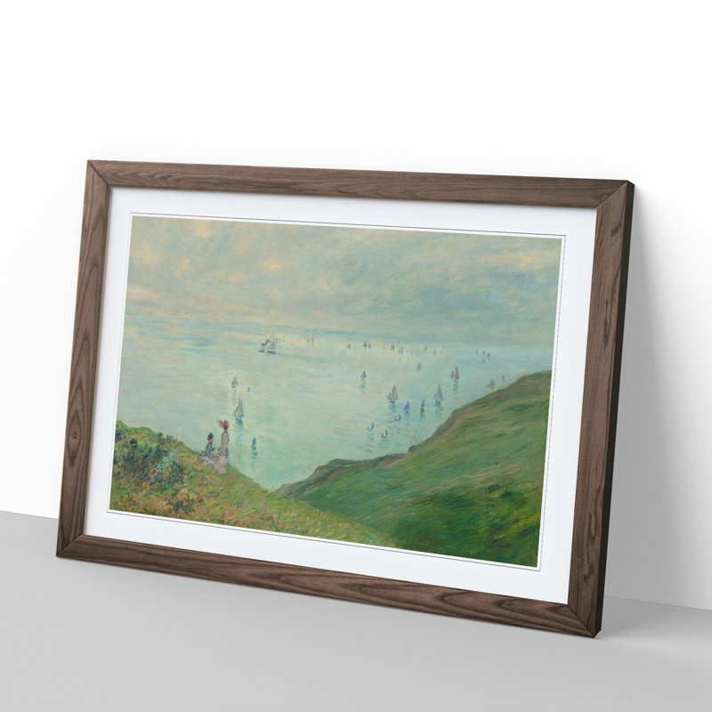 Cliffs at Pourville by Claude Monet - Picture Frame Painting, Walnut Framed, 27cm H x 36cm W x 2cm D