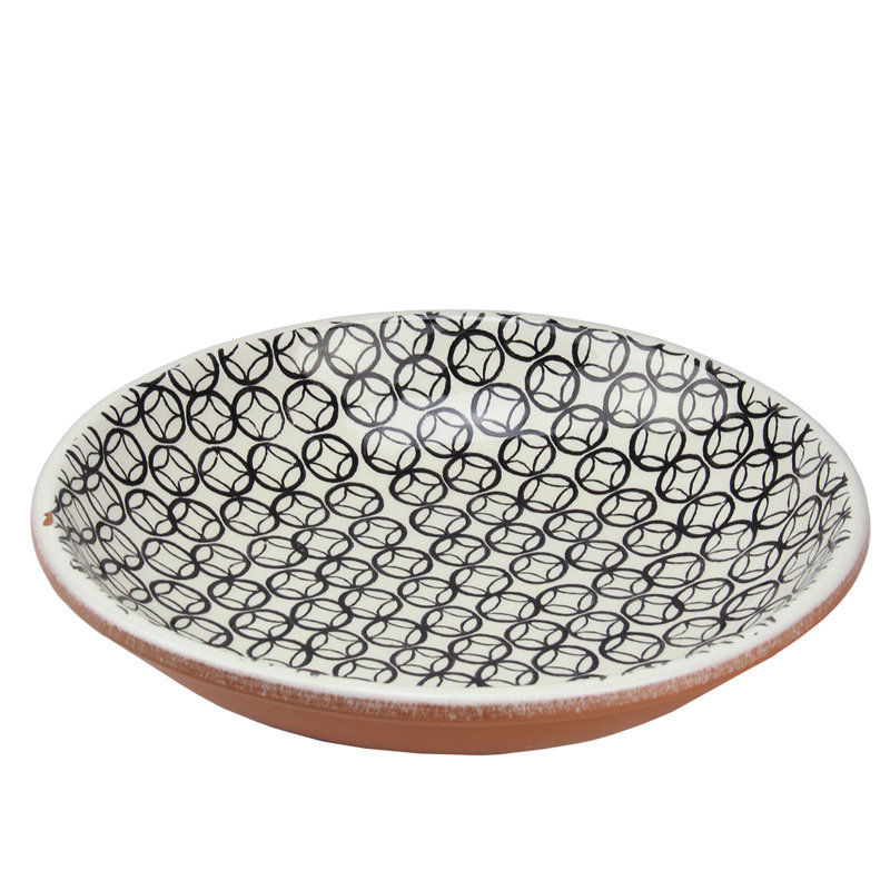 Diamant noir basique décoratif de base sur bol en terre cuite blanc 12,25 po