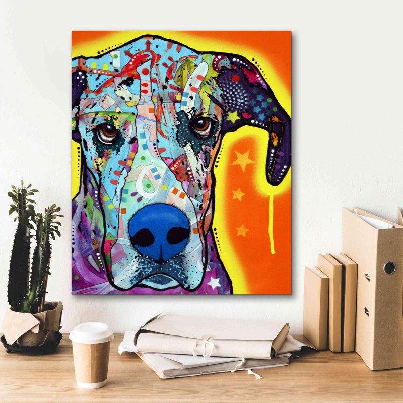 «Great Dane» par Dean Russo - reproduction d'art sur toile tendue, H 24 po x l 20 po x P 0,75 po
