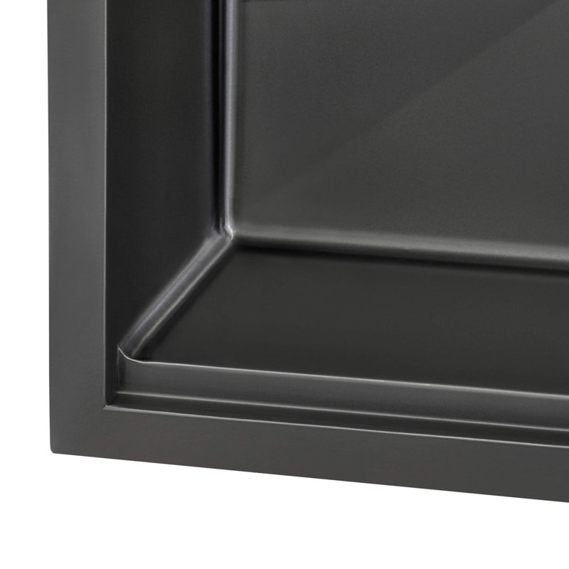 Workstation 33" L x 19" W Undermount Kitchen Sink with Sink Grid, Matte Black, 33" L x 19" W