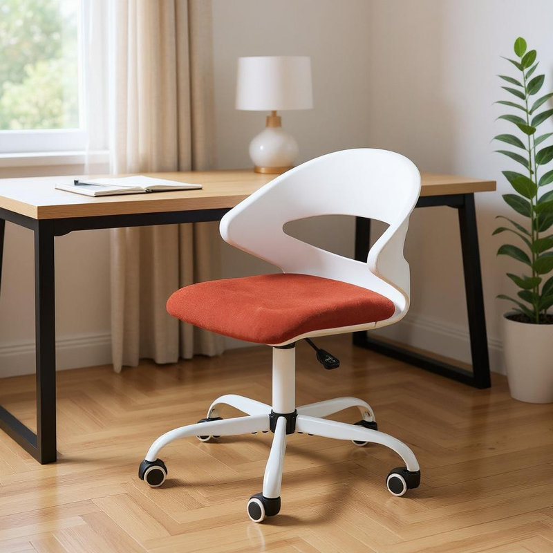 Chaise de bureau pivotante à hauteur réglable blanche et rouge