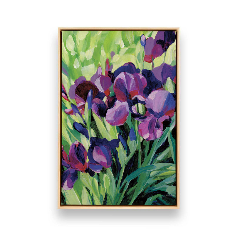 Toile roulée Bold Iris Blooms, Cadre américain en érable flottant, H 30,75 po x l 20,75 po x P 1,75 po