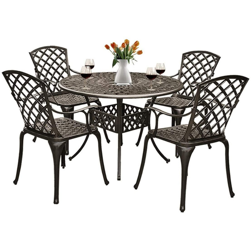 Aldos 4 - Person Patio Dining Set with Round Table