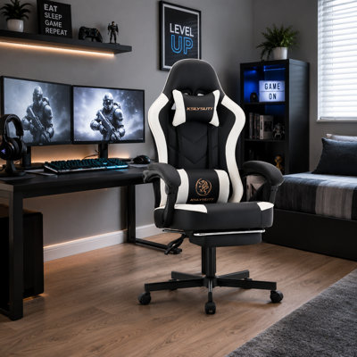 Adjustable Reclining Ergonomic Faux Leather Swiveling PC & Racing Game Chair