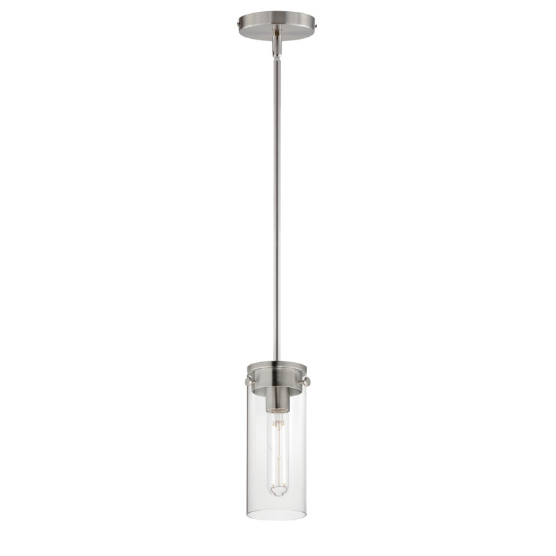 Luminaire suspendu unique à 1 lumière Pinn, Nickel satiné