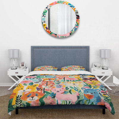 Ensemble de housse de couette Nursery Colorful Animal Pattern IV - People - Microfibre de polyester