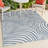 Amorra High-Low Abstract Groovy Striped Dark Blue/Cream Indoor/Outdoor Rug-1423269359