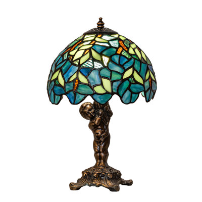 12" High Nightfall Wisteria Cherub Accent Lamp