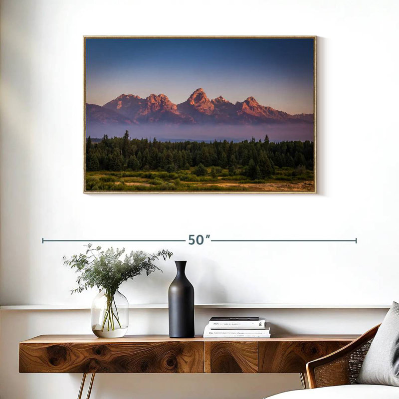 Brume Grand Teton, Cadre flottant en bois naturel, 37 po x 25 po