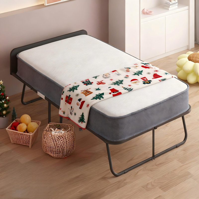 Lit escamotable 38 po avec matelas en mousse à mémoire de forme et roulettes de 4 po
