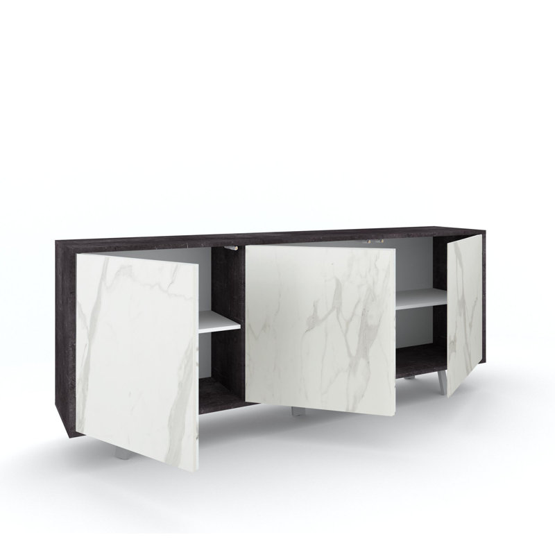 Dairis 177cm Sideboard, Black Stone/Calacatta