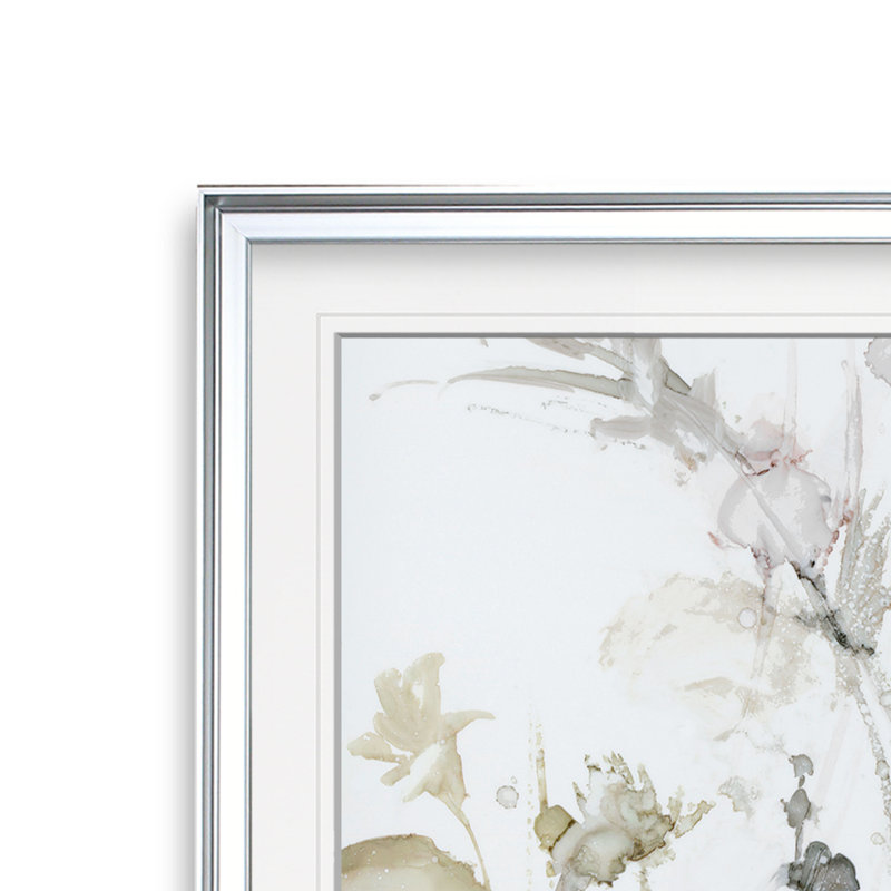 « Wildflower Mist II » - reproduction de peinture, H 17,5 po x l 17,5 po, Impression encadrée, Argent