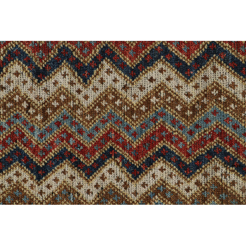 Rug & Kilim’S Antique Tribal Rug In Red, Blue And Beige-Brown Chevrons, Rectangle 6' x 8'
