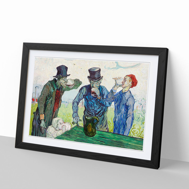 The Drinkers After Daumier by Vincent Van Gogh - Picture Frame Painting, 48cm H x 65cm W x 2cm D, Black