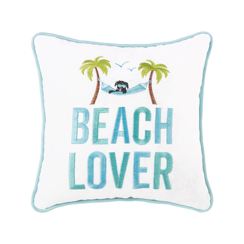 Beach Lover Embroidered Throw Pillow