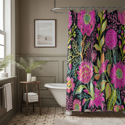 Dark Floral Beauty - 1 Piece Standard Shower Curtain