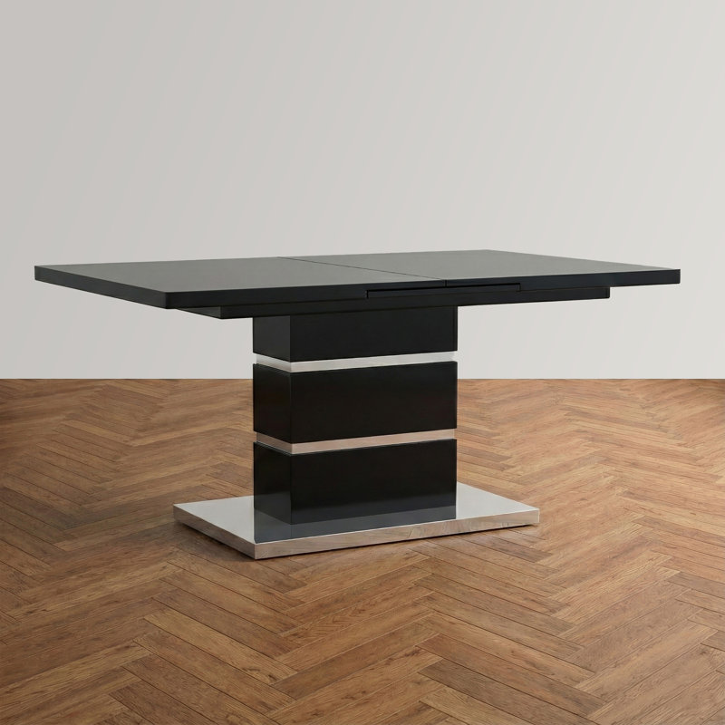 Ayleth Extendable Dining Table, Black/Chrome