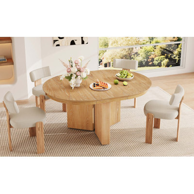 Table de salle à manger ovale extensible, table de cuisine de ferme moderne avec base à piédestal et patins réglables pour la salle à manger et la cuisine