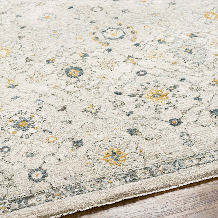 Elsadora Oriental Machine Woven Polyester Area Rug in Beige/Yellow/Blue