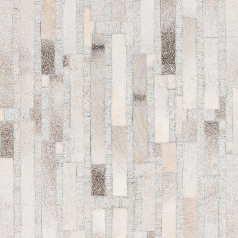 Medora Leather Area Rug in Gray, Rectangle 8' x 10'