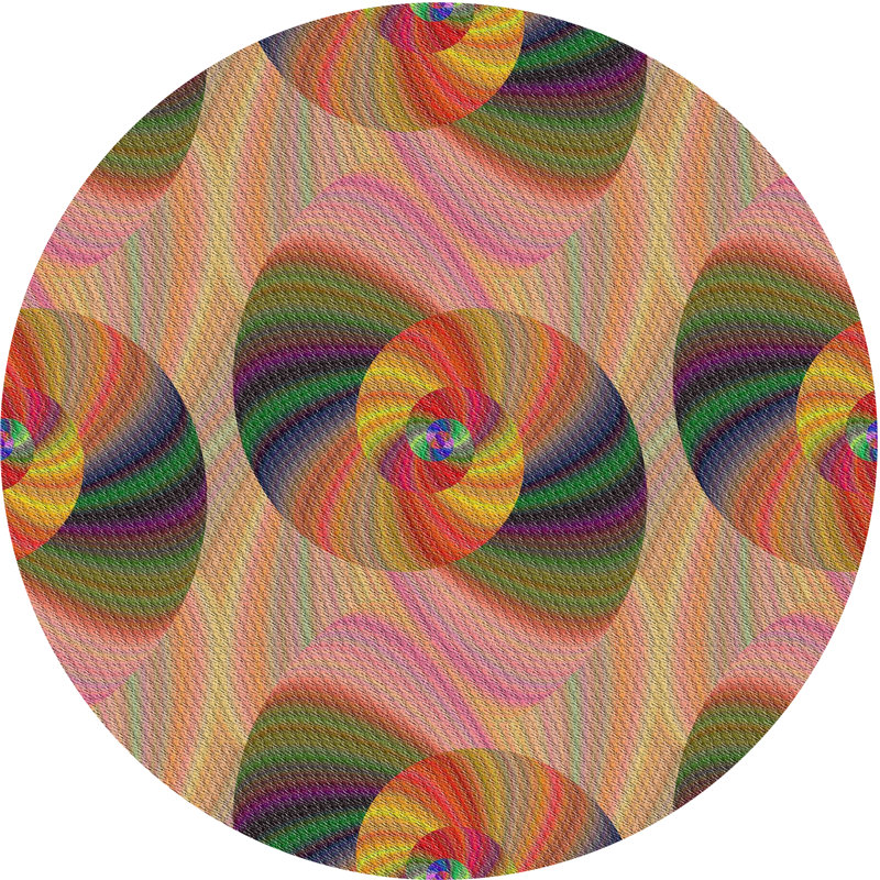Tapis décoratif rose, Rond 7 pi