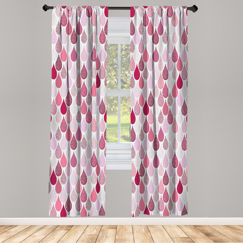 Microfiber Floral Semi-Sheer Rod Pocket Curtain Panels, 28" W x 95" L, Pink/White/Gray