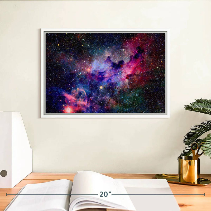 Galaxy Space Nebula, Floating Frame White, 13" X 9"