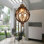 Luminaires suspendus d'extérieur pour porche, lanterne suspendue d'extérieur rétro avec abat-jour sphérique en verre, luminaire en aluminium bronze pour pavillon de jardin, entrée, cour