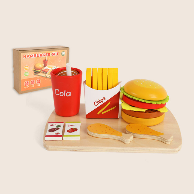 Freniland - Fast Food Playset for 18+ month Kids,Hamburger, Fries, Soda & Chicken Toy Set