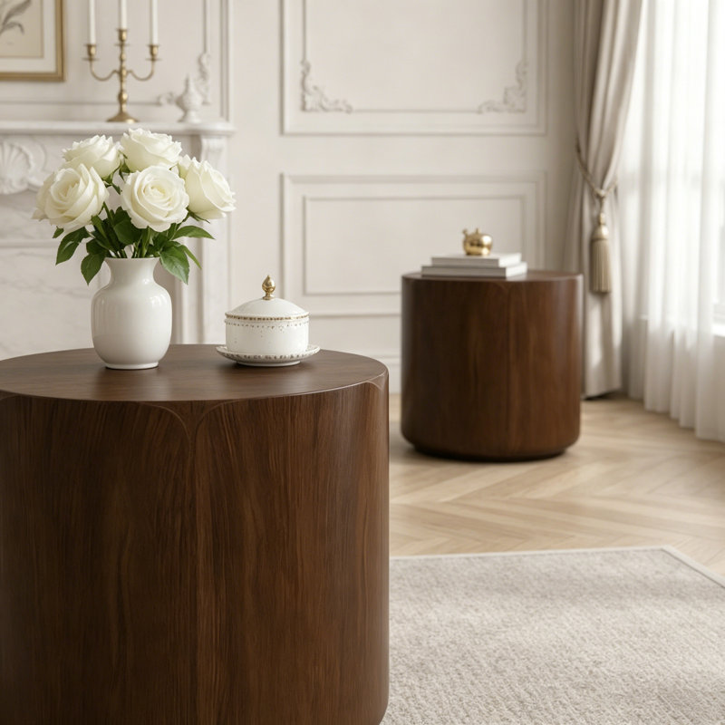 Table d'appoint ronde d'extérieur d'intérieur, Brown 2