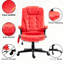 Chaise de bureau inclinable chauffante avec 6 points de vibration, extensible à 120 degrés, siège réglable, rembourré et poche latérale pour télécommande, rouge