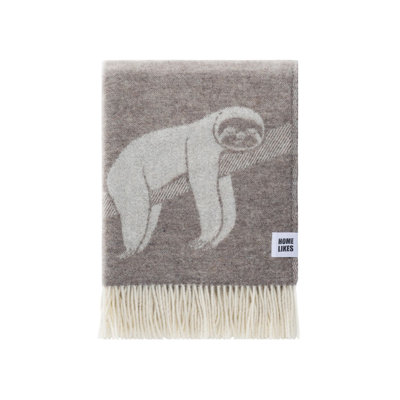 Brown Sloth Recycled Merino Wool Throw