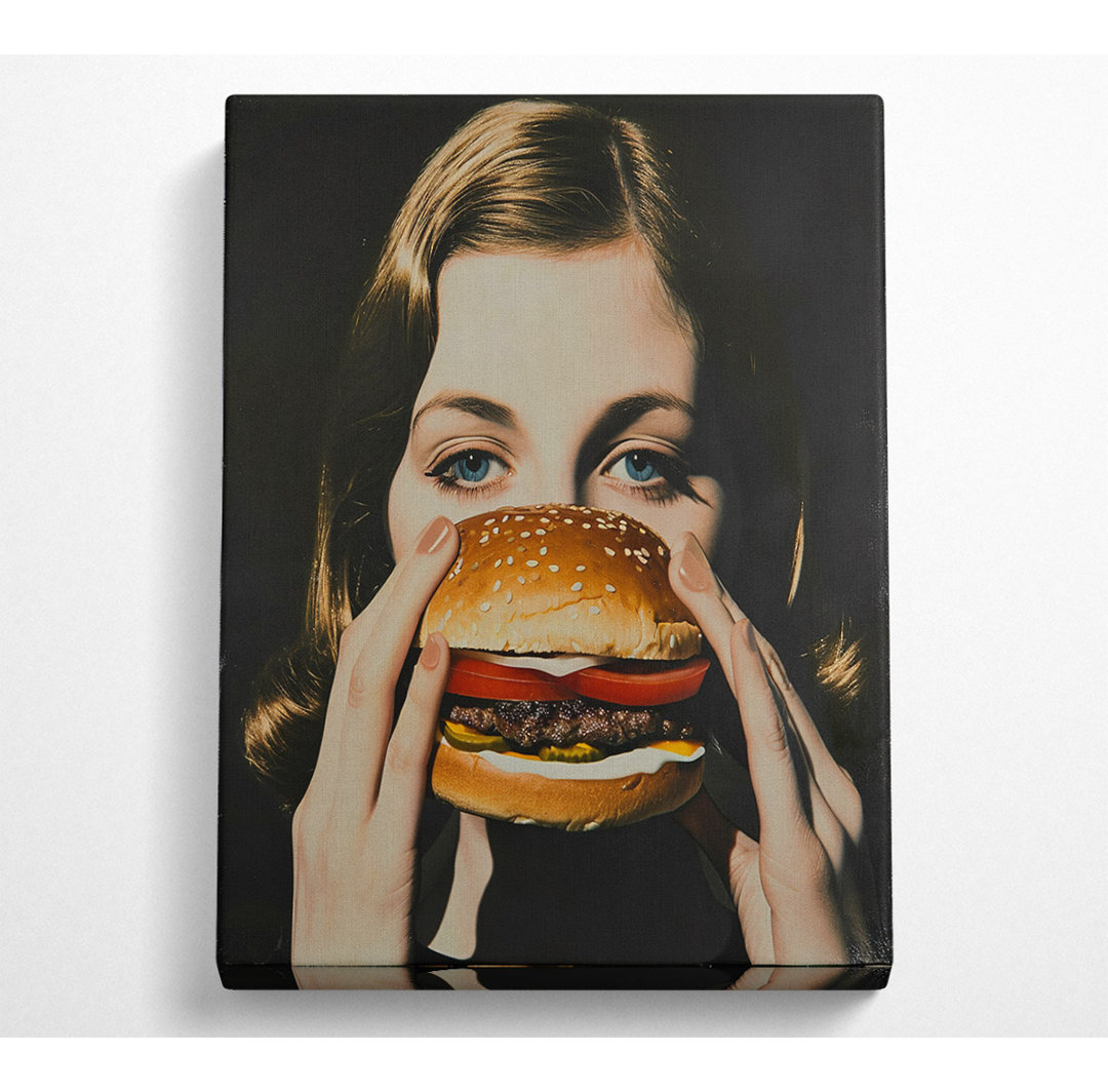 Ready To Eat The Burger - Kunstdrucke auf Leinwand ohne Rahmen