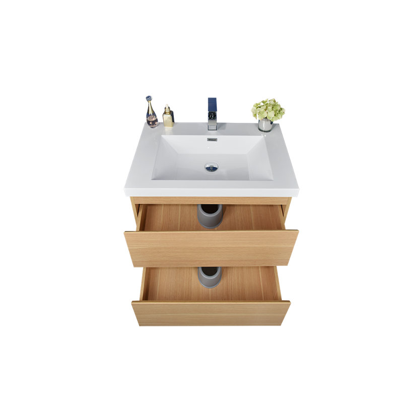 Ensemble de meuble-lavabo simple 24 po Hridhaan, Chêne Coburg
