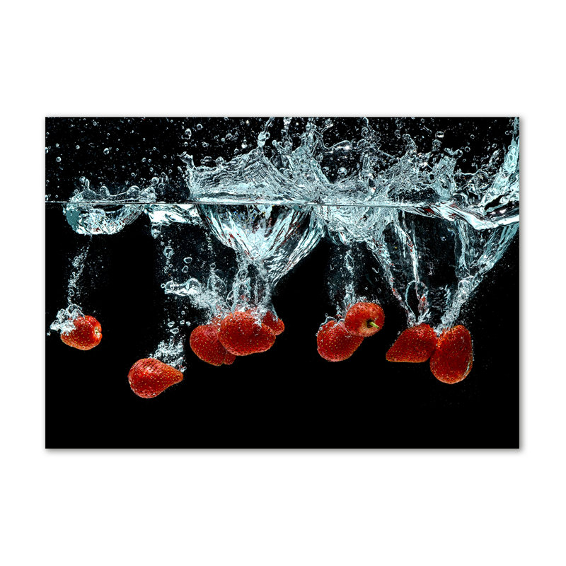 Strawberries Under Water - Wrapped Canvas Print