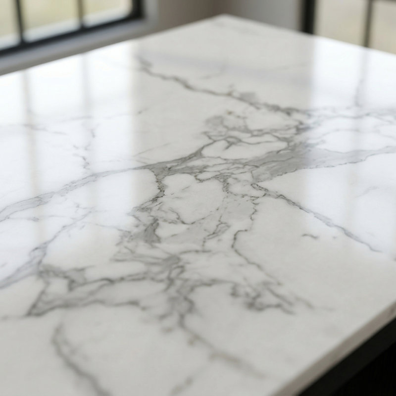Ce luxueux ensemble de cuisine et de salle à manger noir et marbre blanc comprend une table de salle à manger télescopique jumelée à un îlot multifonctionnel, avec des tiroirs, des douilles, des roulettes et des crochets - pratique mais dégageant une sensation haut de gamme.