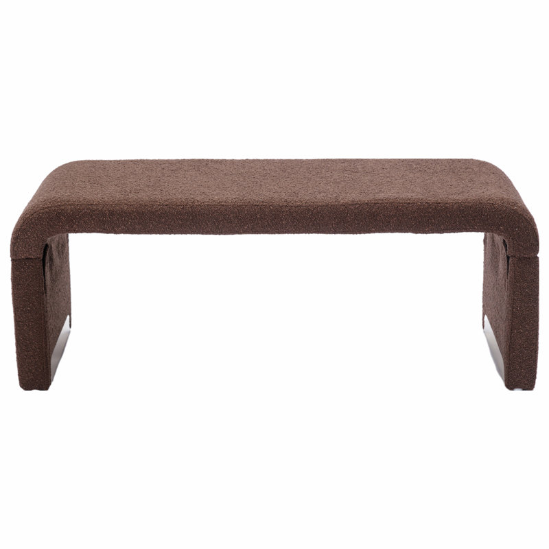 Dant Boucle Fabric Upholstered Bench Ottoman, Brown