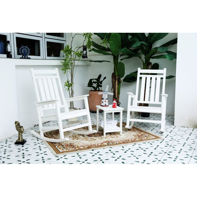 Ensemble de chaises berçantes toutes saisons avec table d'appoint, Blanc