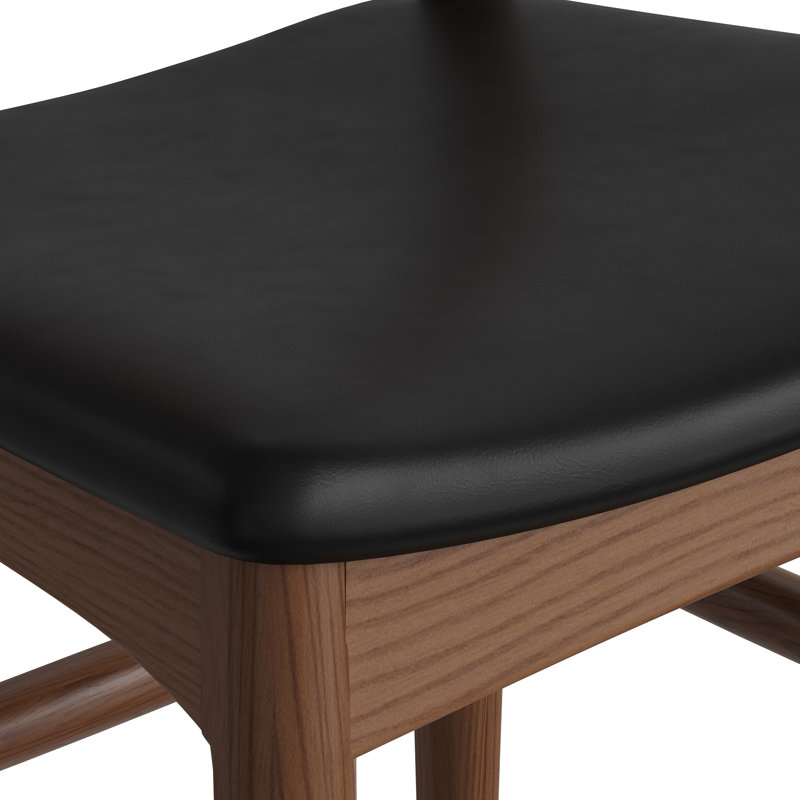 Tabouret de bar et de comptoir en cuir Ardo, Tabouret de comptoir (siège d'une hauteur de 24 p, Noyer