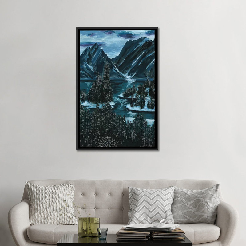 « mountainscape ii », reproduction de peinture à l’aquarelle sur toile tendue, H 26 po x l 18 po x P 1,5 po, Pas de tapis